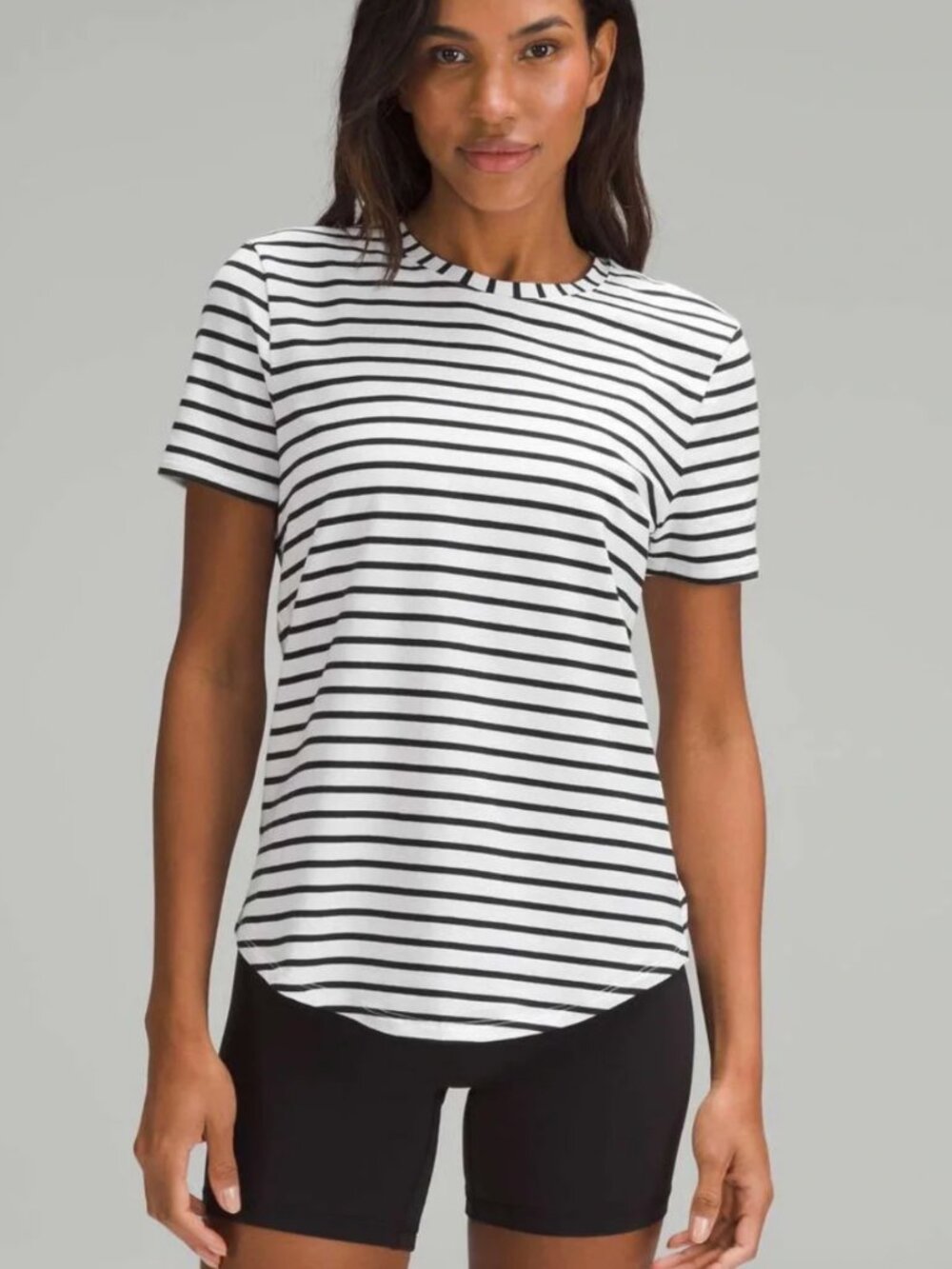 lululemon Love Crewneck T-Shirt, Black/White Stripe, size 0: great condition